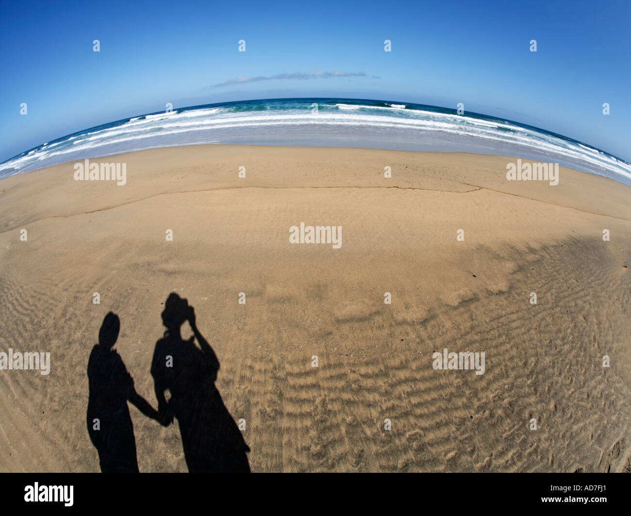 Schatten der paar Playa de Cofete Jandia Fuerteventura Kanarische Inseln Stockfoto