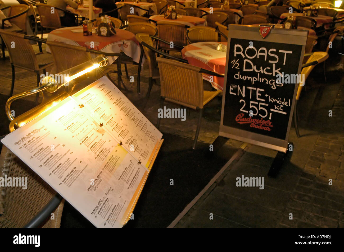 Restaurant und Menü, Altstadtplatz Prag Tschechische Republik Stockfoto