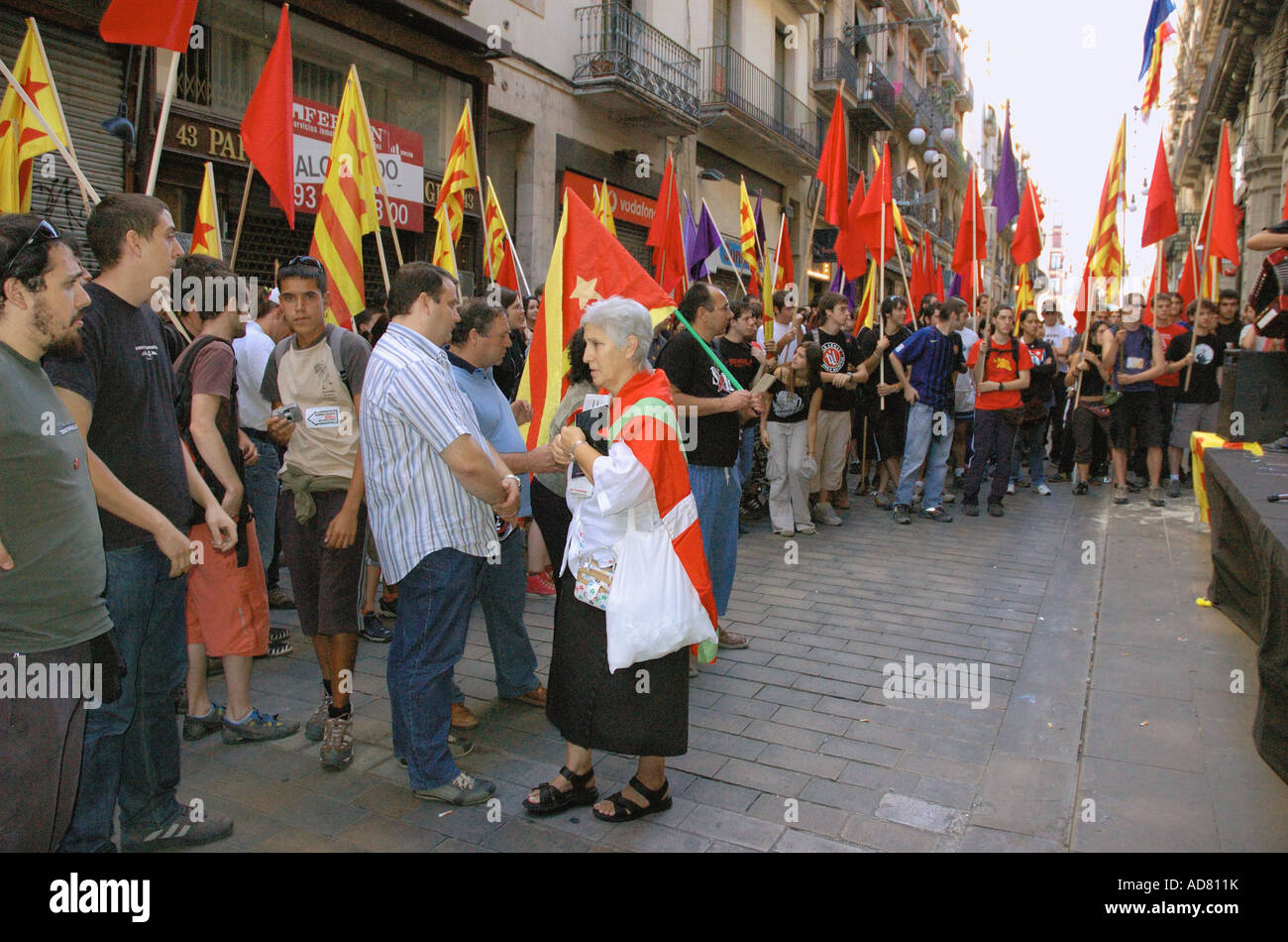 Demonstration der jungen katalanischen Fans Barcelona Barça Katalonien Katalonien Katalonien Costa Brava España Spanien Europa Stockfoto