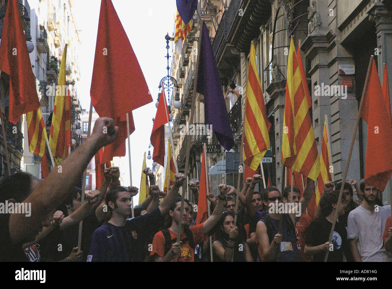Demonstration der jungen katalanischen Fans Barcelona Barça Katalonien Katalonien Katalonien Costa Brava España Spanien Europa Stockfoto