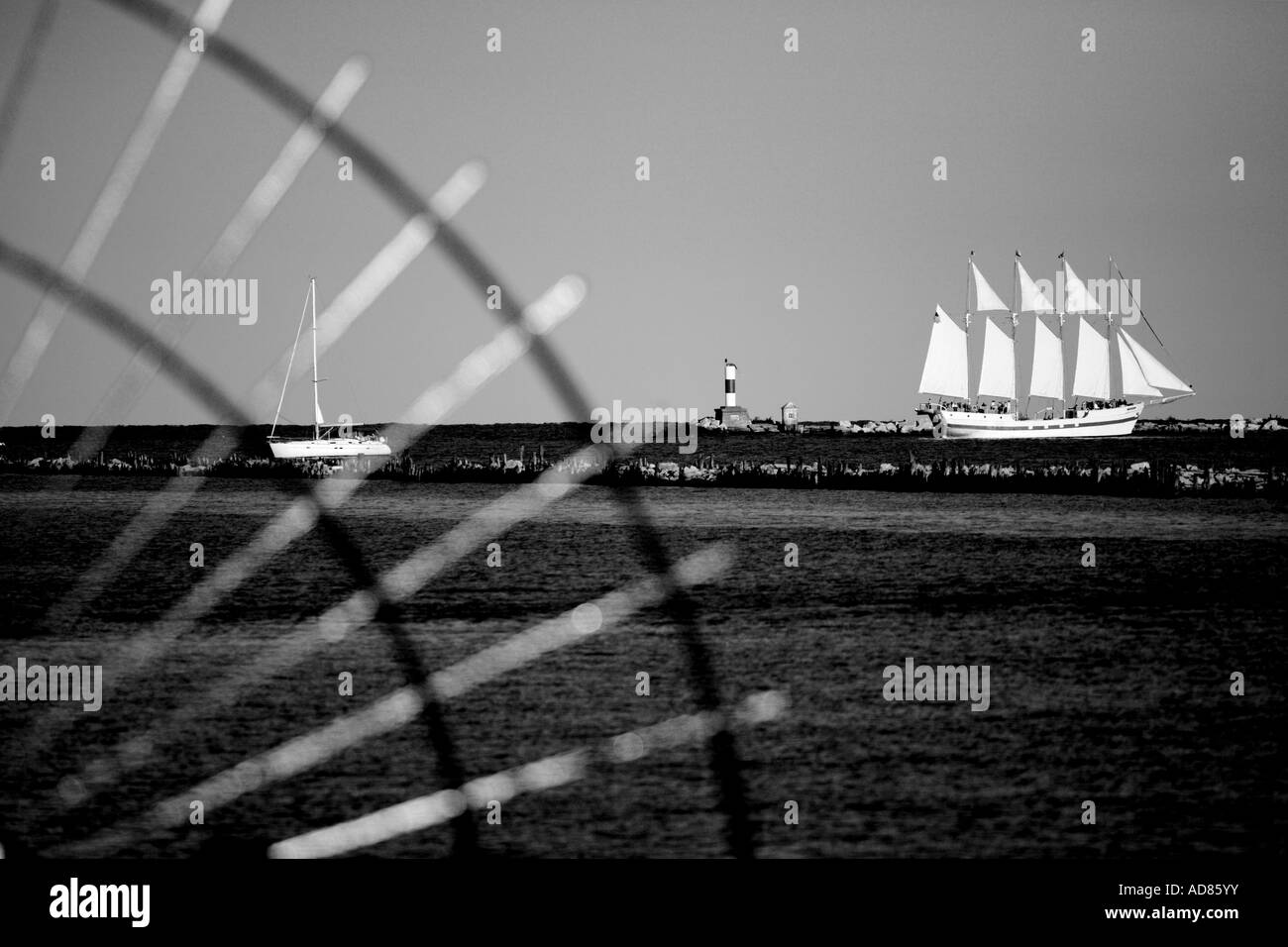 das Navy Pier Eisenzaun und Chicago Hafen der navy Pier Chicago Illinois Stockfoto