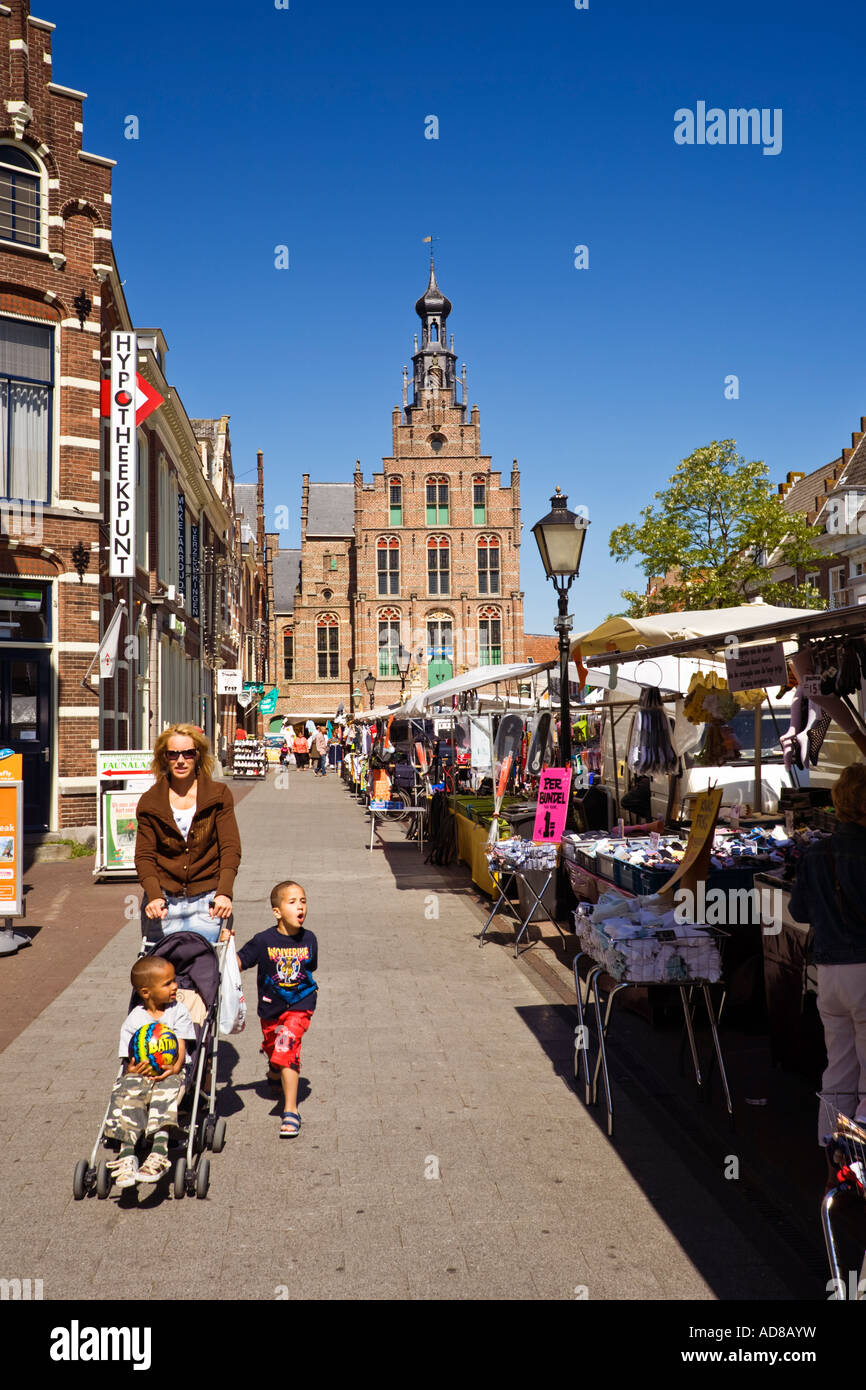 Culemborg Rathaus oder Rathaus und Markt, Holland, Niederlande Stockfoto
