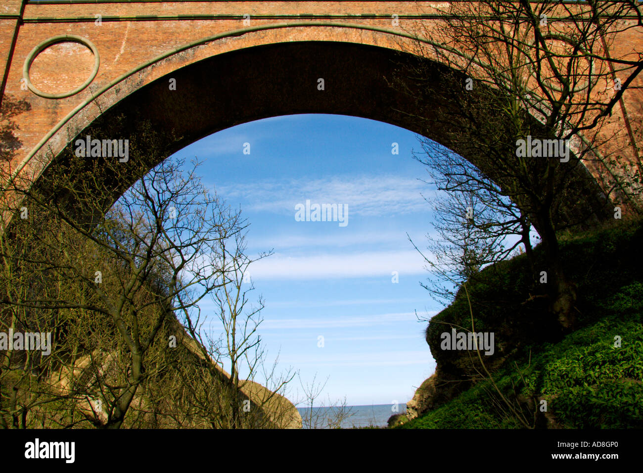 Eisenbahnbrücke über die Schlucht, Co Durham, Großbritannien Stockfoto