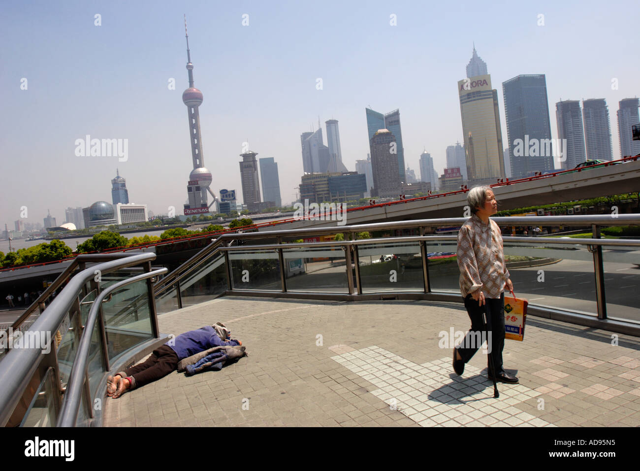Obdachloser in Shanghai, China, Mai 2005 Stockfoto