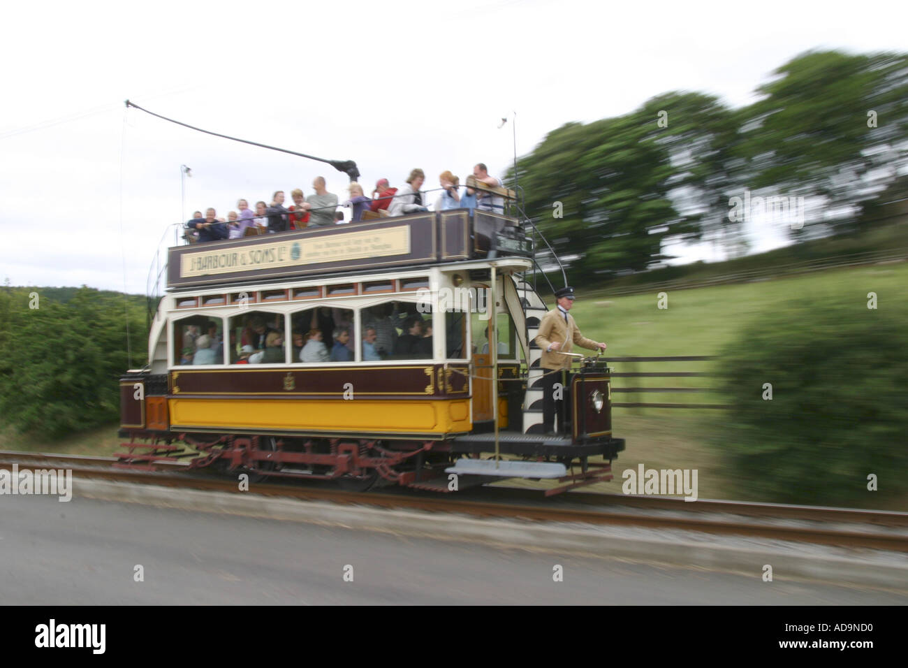 Oldtimer Straßenbahn Beamish Nordengland Freilichtmuseum Großbritannien UK Stockfoto