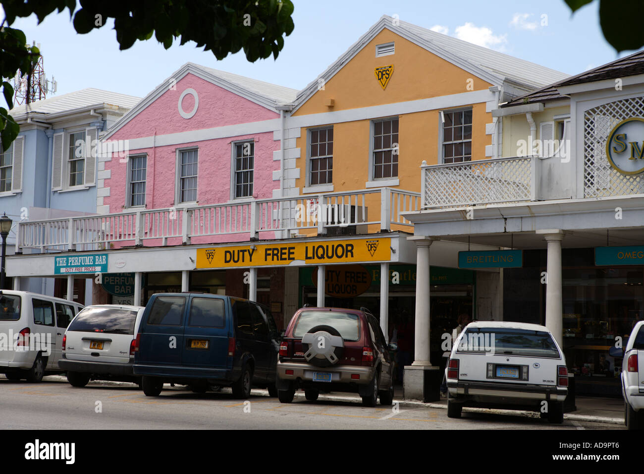Duty Free Spirituosengeschäft, Bay Street, Nassau, New Providence, Bahamas Stockfoto