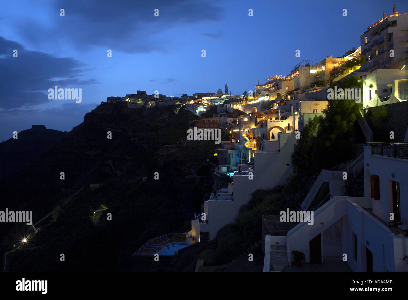 Thira, spätabends, Griechenland, Santorin, Thira Stockfoto