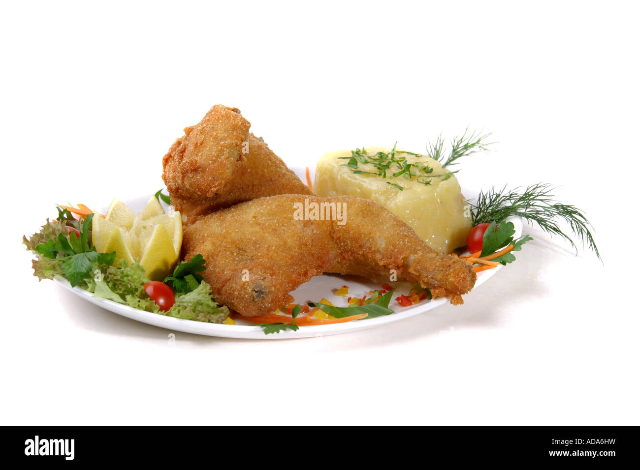 Huhn mit Beilage Stockfoto