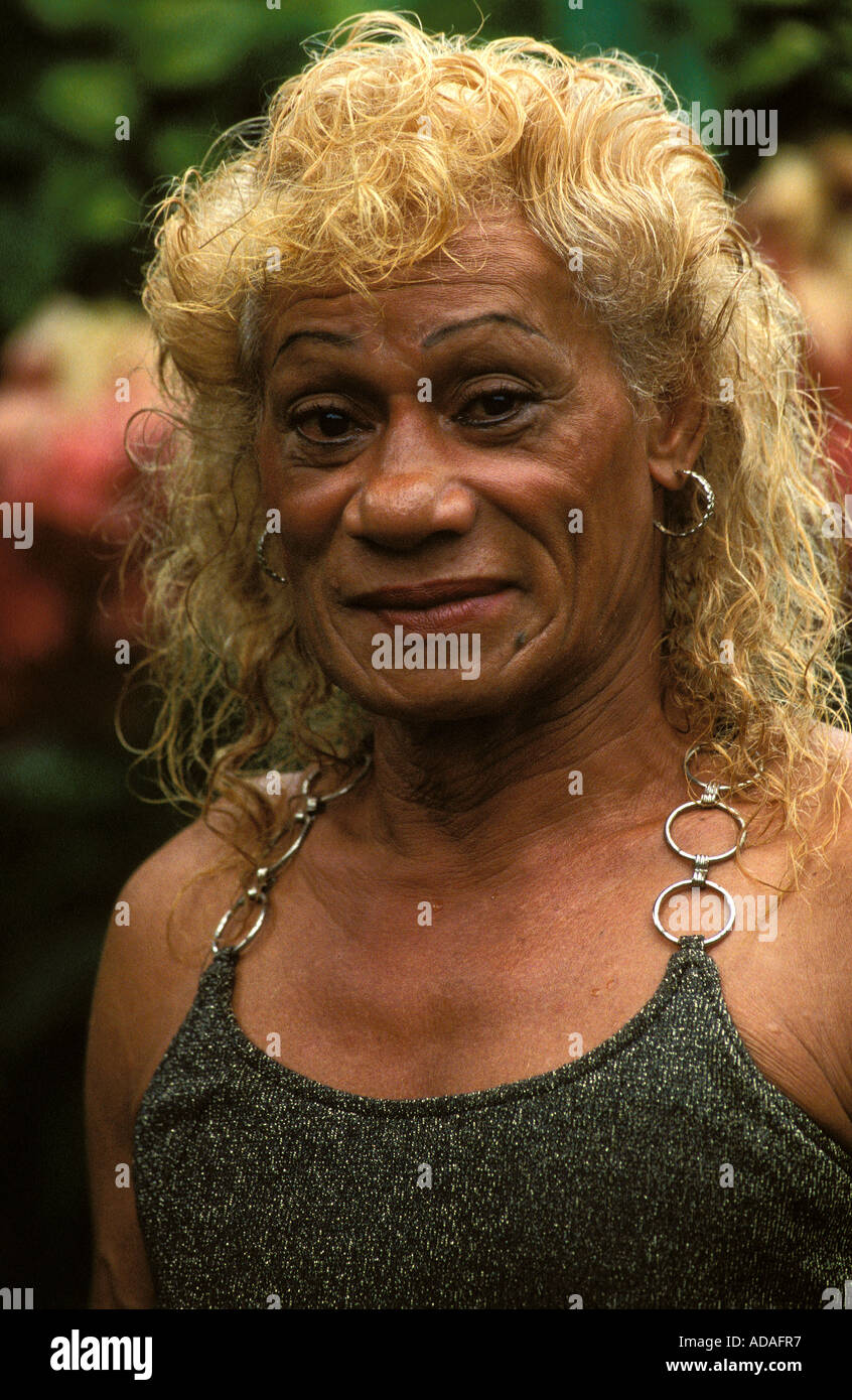 Samoa-Porträt von einem Fa Afine ein Samoan Transvestit Stockfoto