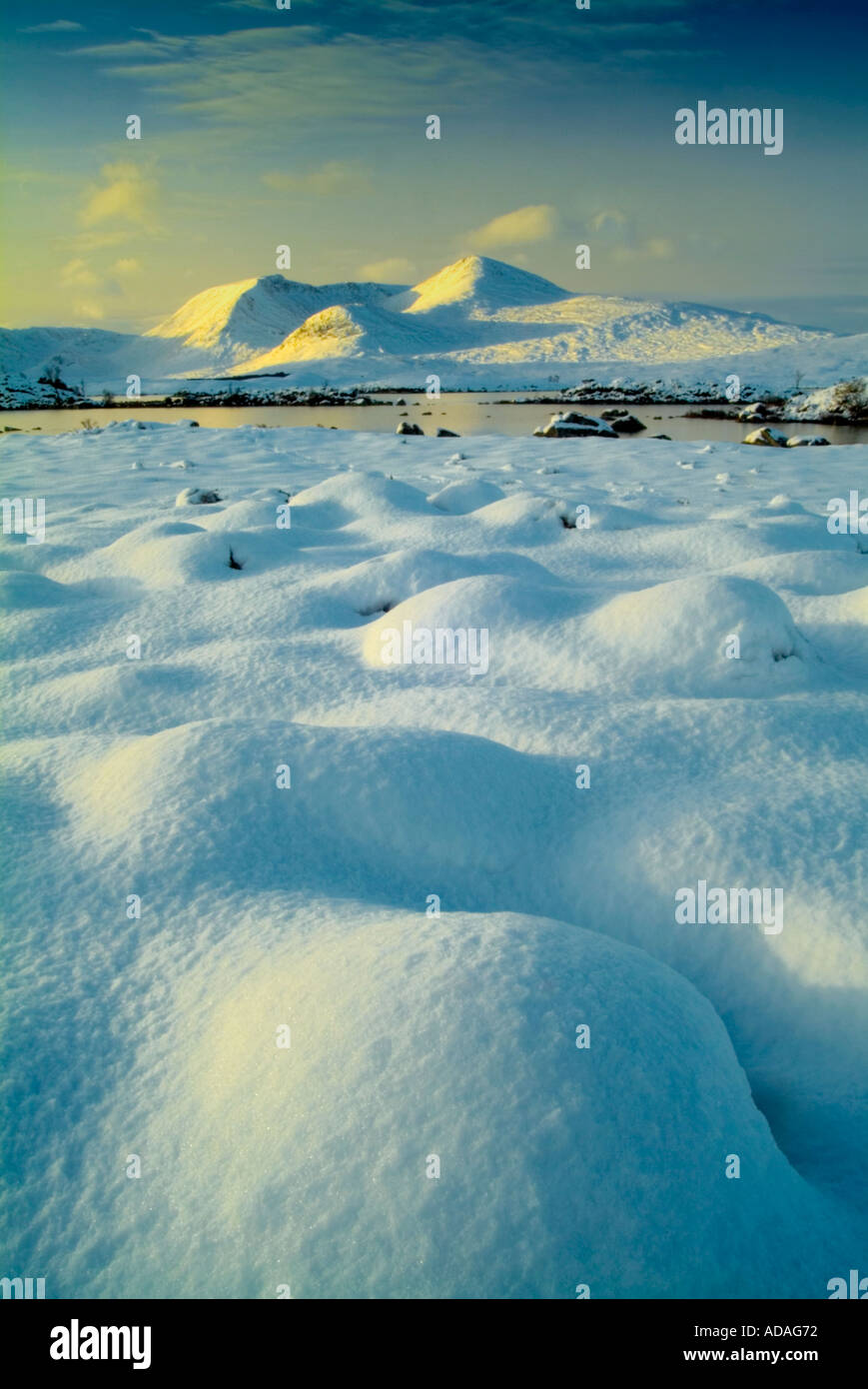 Rannoch Moor in den Highlands von Schottland im Winter. Stockfoto