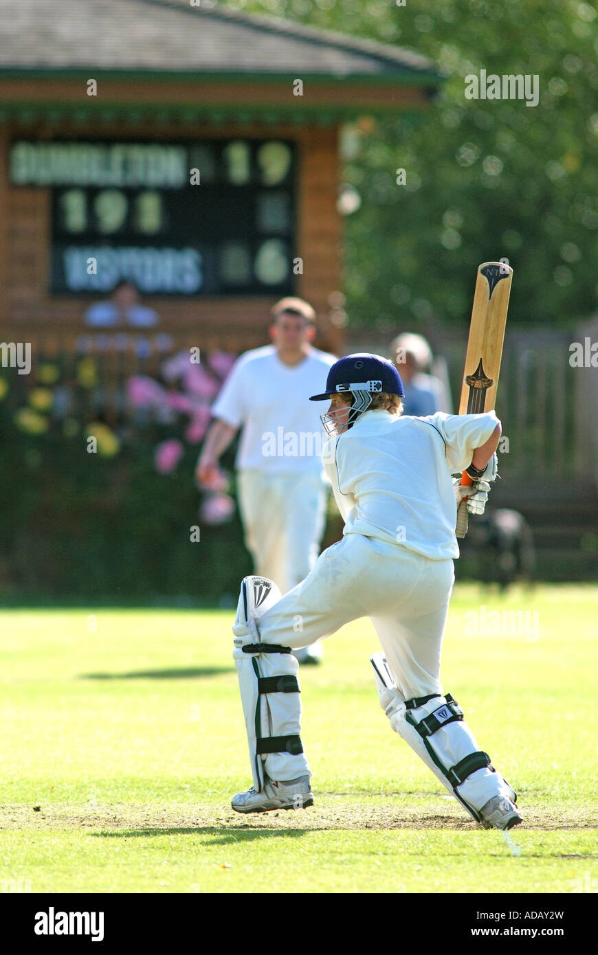 Dorf Cricket bei Dumbleton, Gloucestershire, England, UK Stockfoto