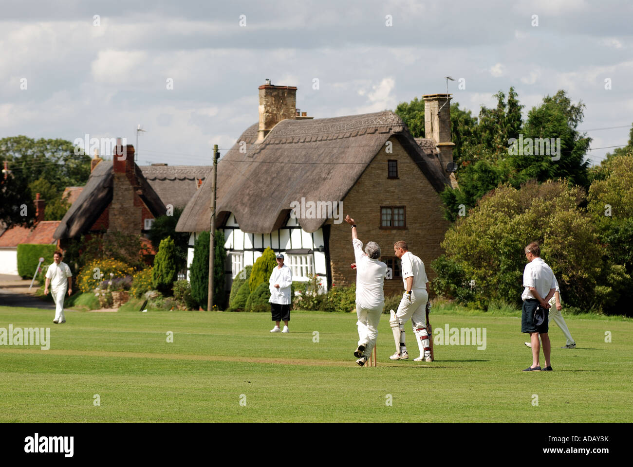 Dorf Cricket bei Elmley Castle, Worcestershire, England, UK Stockfoto
