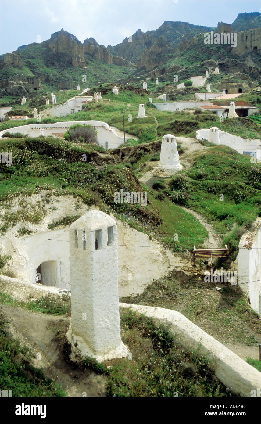 Unterirdische Höhlenwohnungen Wohnungen Guadix, Spanien Stockfoto