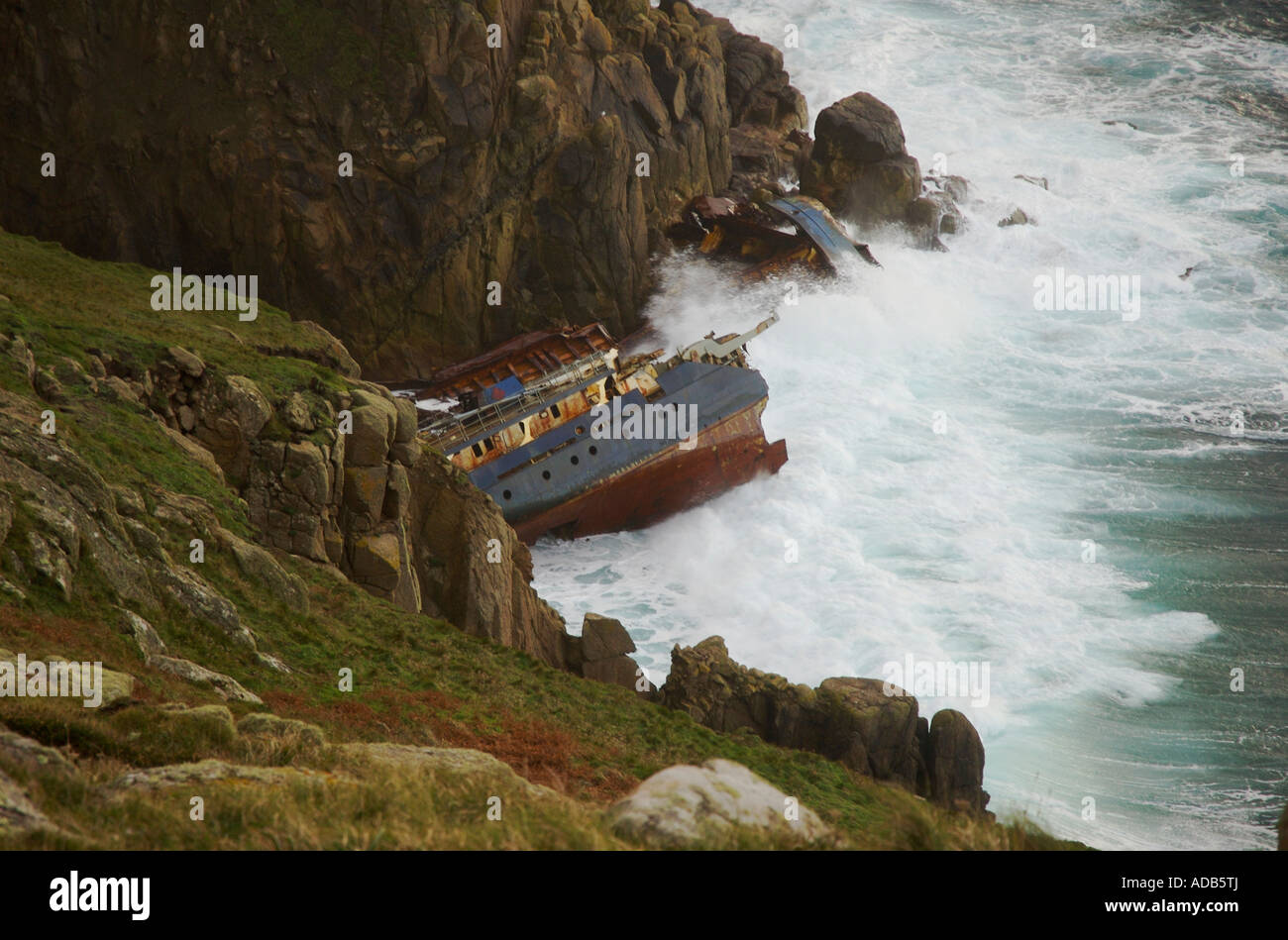 Das Wrack der RMS Mülheim verlor zwischen Sennen Cove und Lands End Cornwall am 22. März 2003 Bild genommen Dezember 2004 Stockfoto