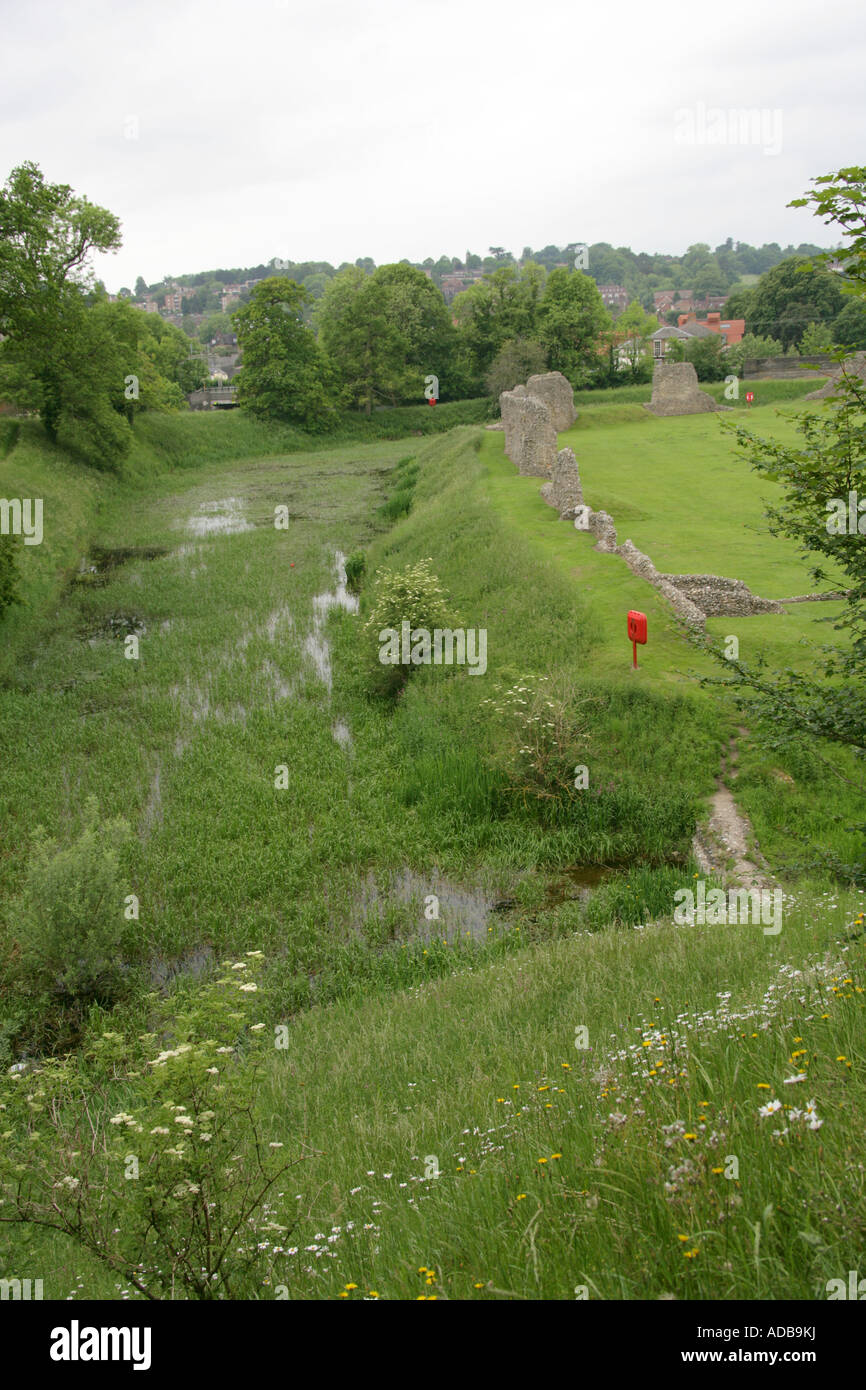 Die Überreste von Berkhamsted Castle und Moat, Hertfordshire Stockfoto