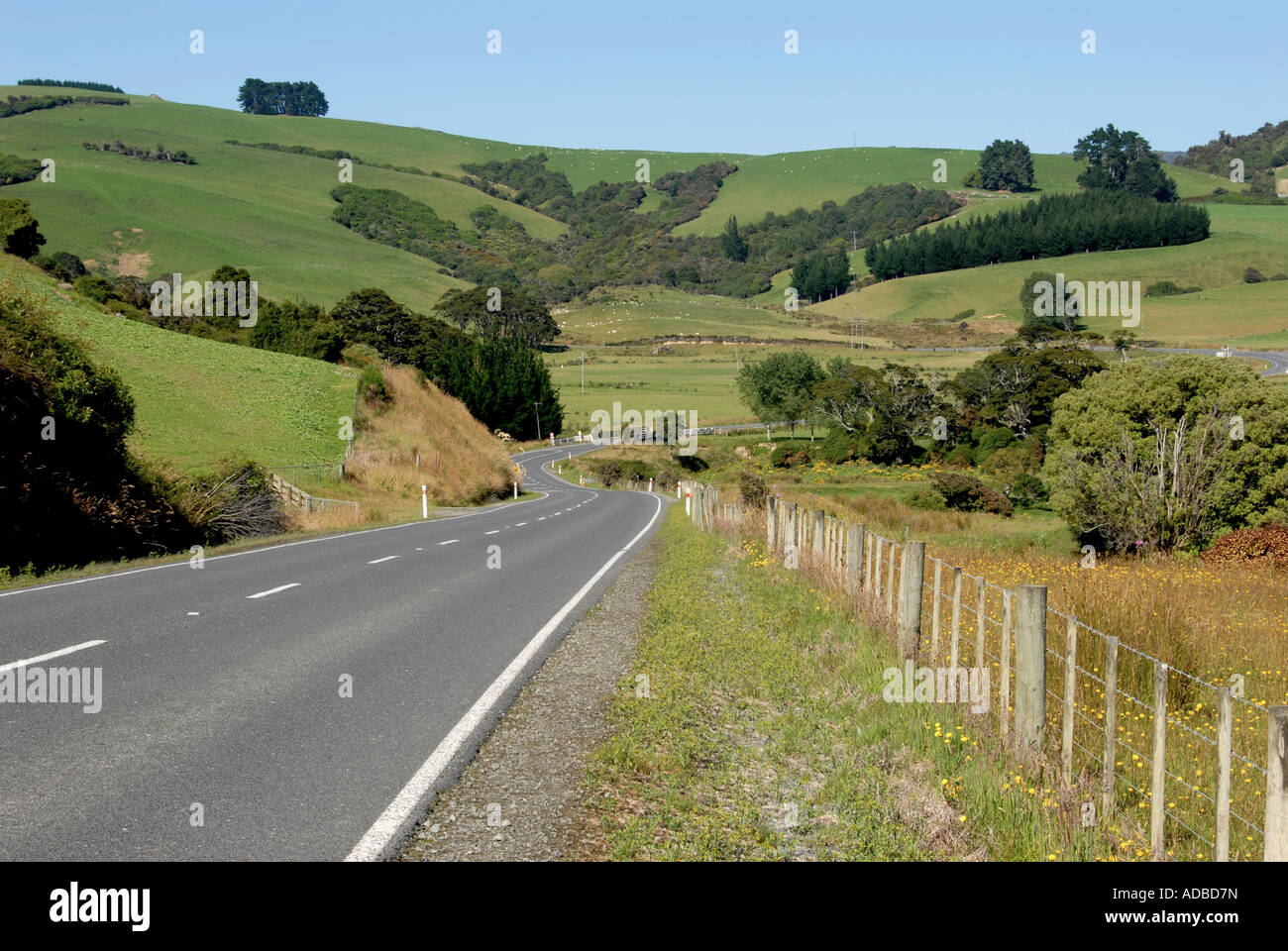 Leeren Sie Straße Catlins Landschaft Südinsel Neuseeland Stockfoto