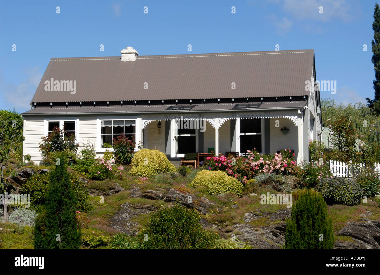 Historische Wetterschenkel Haus Arrowtown Südinsel Neuseeland Stockfotografie - Alamy