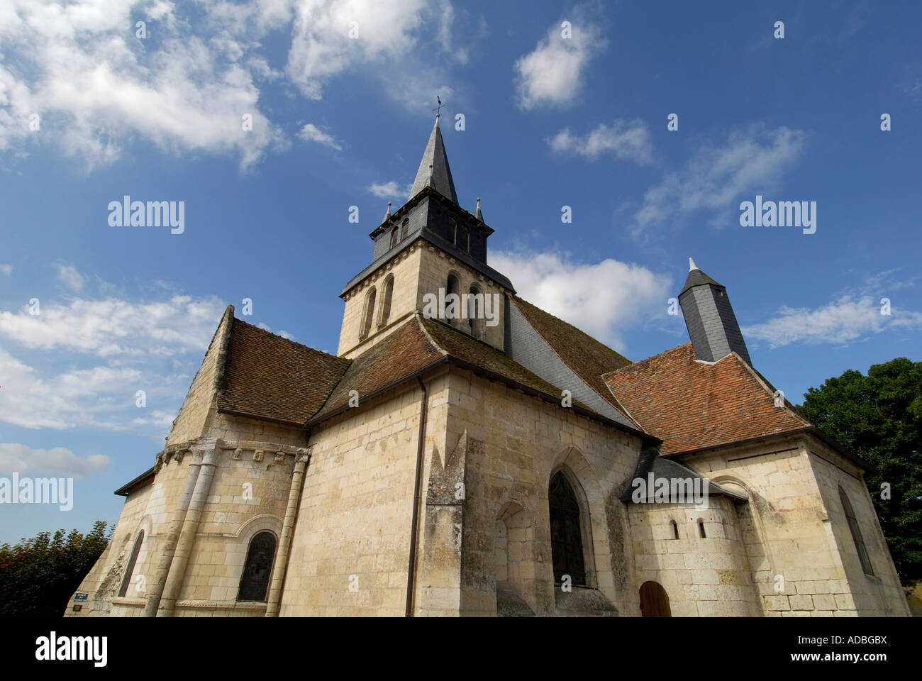 Saint-Gervais & St. Protais Church, Le Grand Pressigny, Frankreich. Stockfoto
