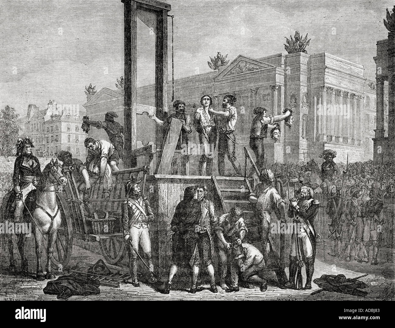 Ausführung von Robespierre, Saint Just und andere während der Französischen Revolution, 1794. Stockfoto