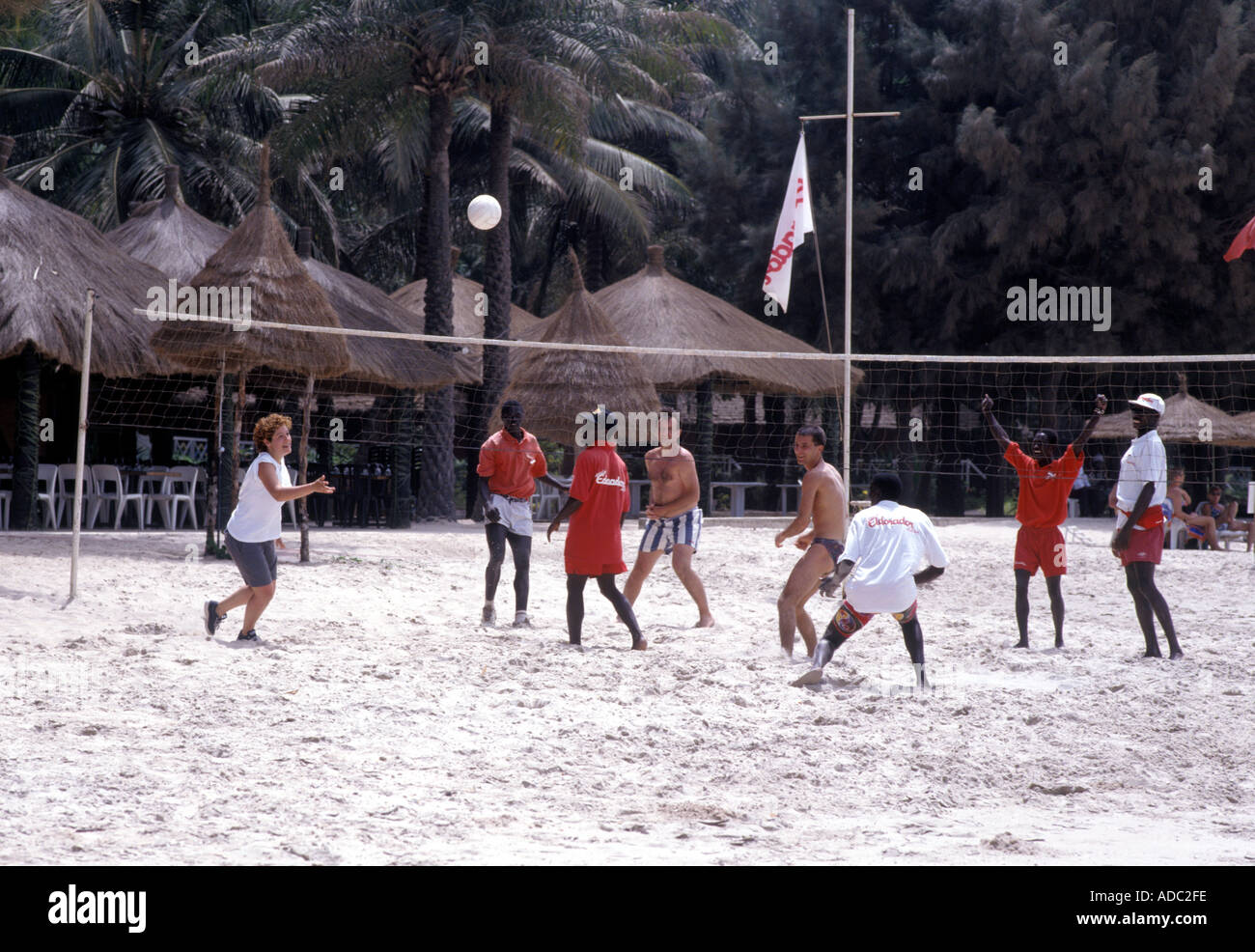 Beach-Volleyball Cap Skirring Senegal Afrika Stockfoto