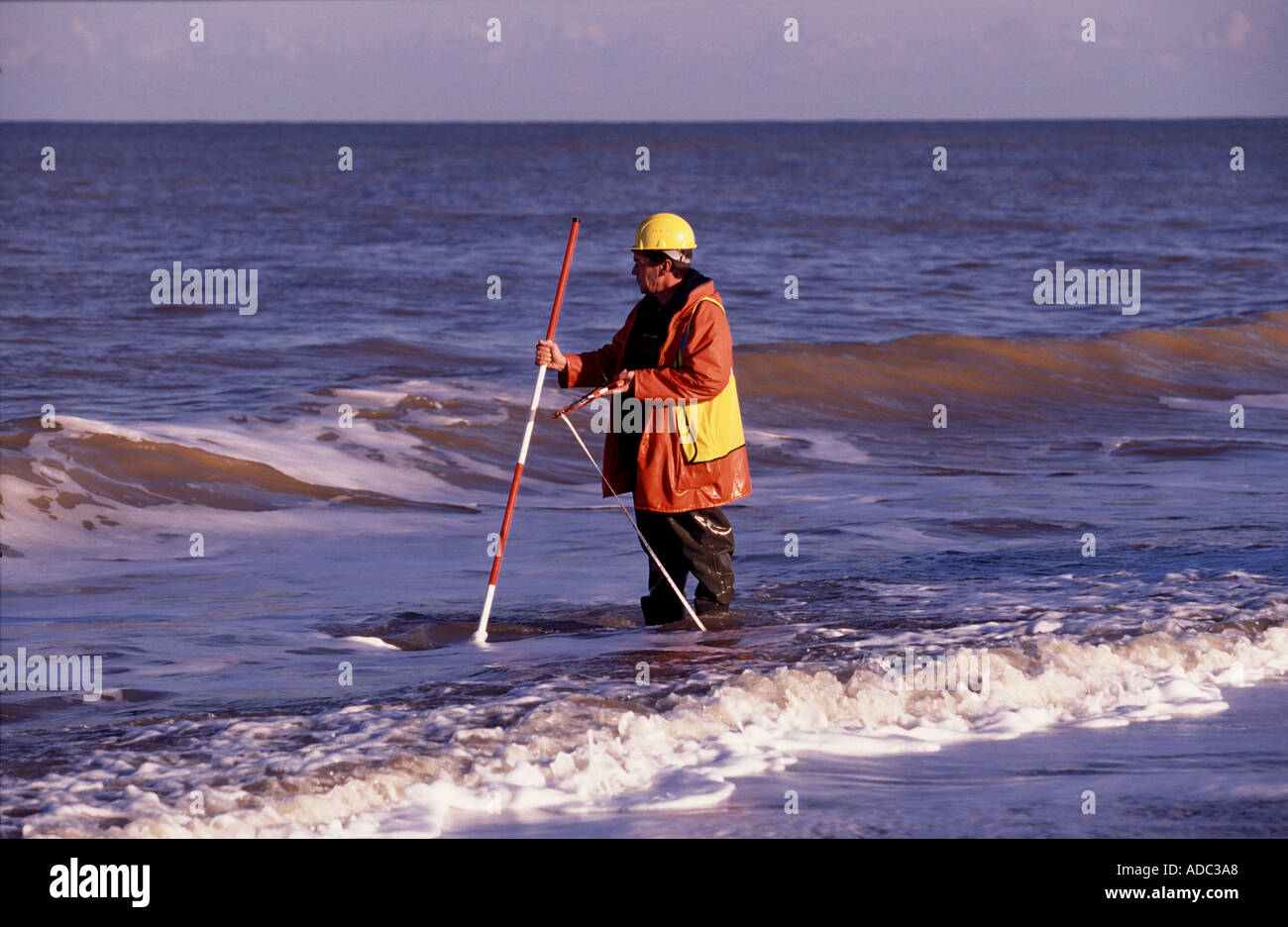 Vermessung am Strand Stockfoto