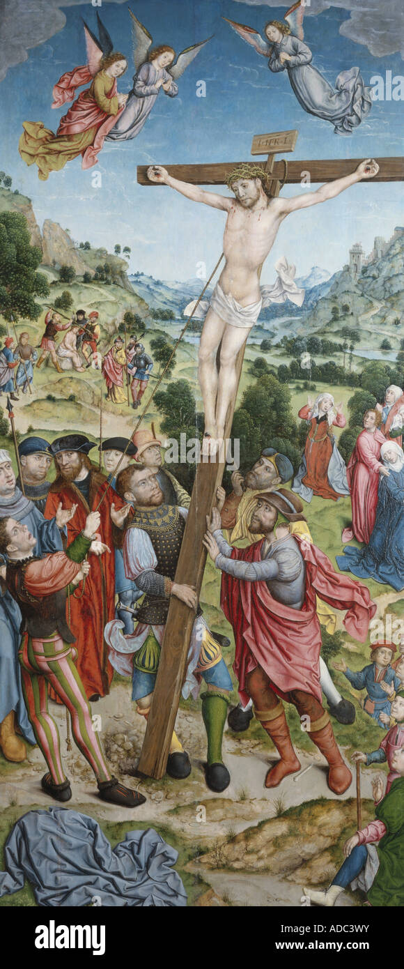 Bildende Künste, Kämpfe, Aelbert (ca. 1460-1549), altarbild", der Kreuzweg, die Kreuzigung Christi, Ende 15. Jahrhundert, Zisterzienser Kloster Wettingen-Mehrerau, Artist's Urheberrecht nicht geklärt zu werden. Stockfoto