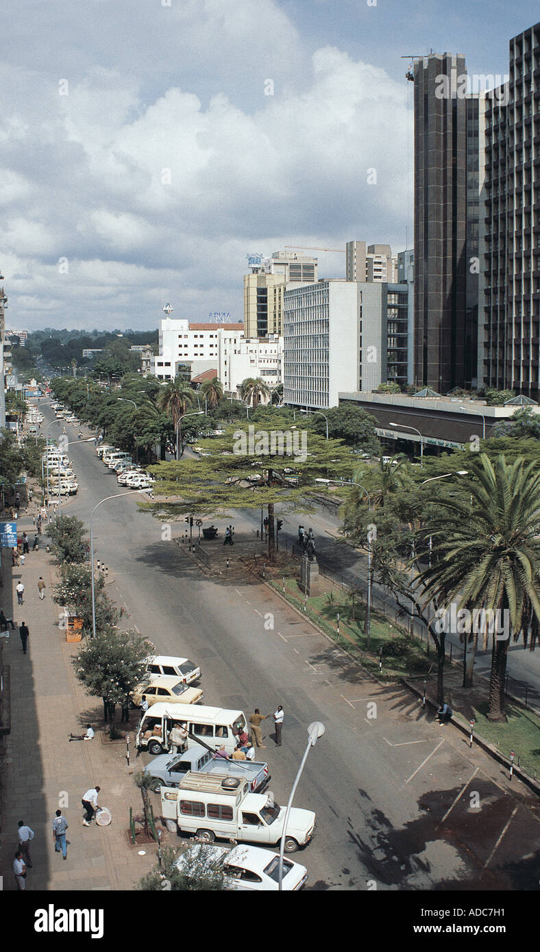 Blick auf die Kenyatta Avenue von New Stanley Hotel im zentralen Nairobi Kenia in Ostafrika Stockfoto