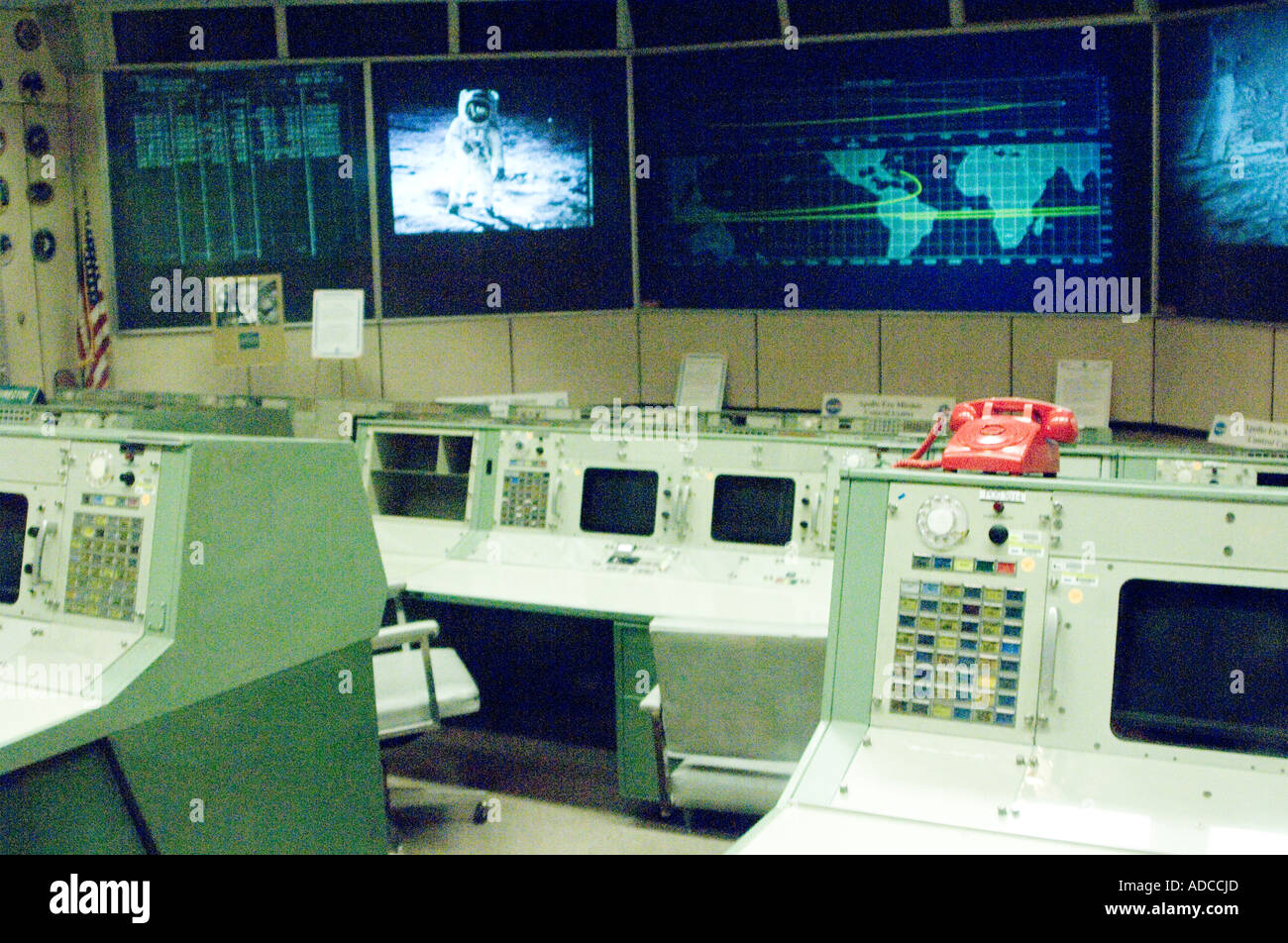 kontrollieren Sie im Apollo-Programm-Mission NASA Houston. Stockfoto