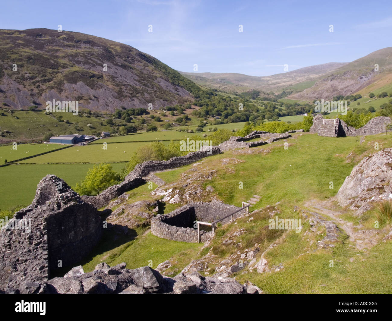 Castell-y-Bere Ruinen 13. Jahrhundert Hof, Nordturm und auch im oberen Dysynni Tal in Snowdonia "Nationalpark" Wales Stockfoto