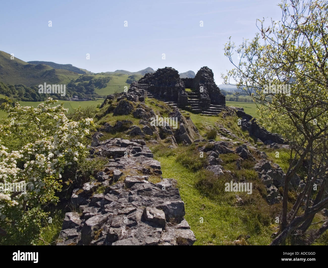 Castell-y-Bere Ruinen 13. Jahrhundert Hof und mittlere Turm im oberen Dysynni Tal in Snowdonia "Nationalpark" Wales Stockfoto