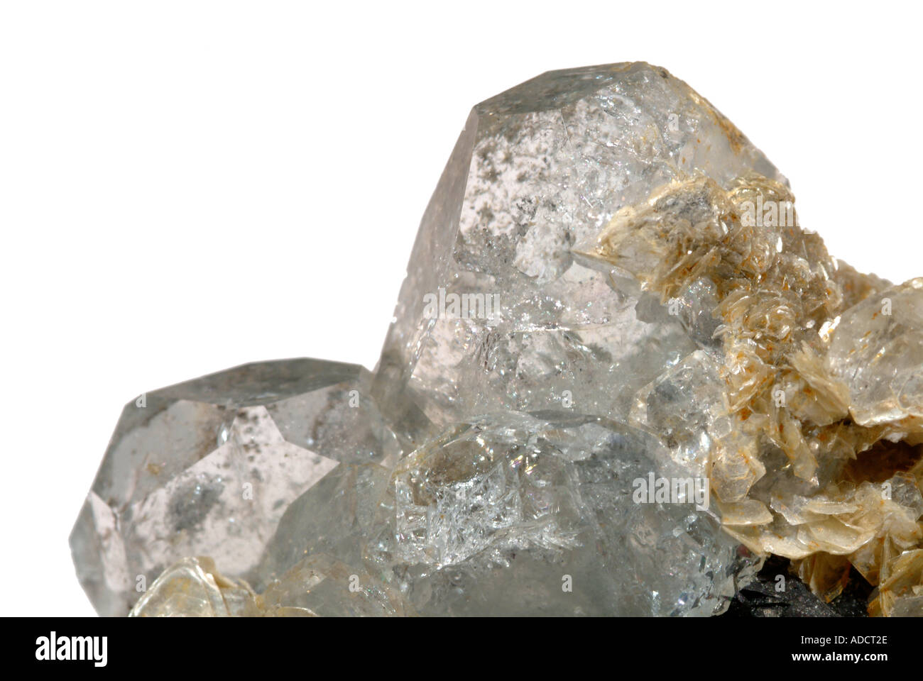 Mineral Beryll, Aquamarin, Varient Zinnstein mit tabellarischen Beryl, Muskovit und albit., Xue Bao Ding, Ping Wu,, Provinz Sichuan, China Stockfoto