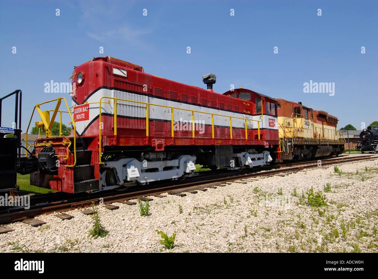 Diesel betriebene Lokomotive am National Railroad Museum in Green Bay, Wisconsin WI Stockfoto