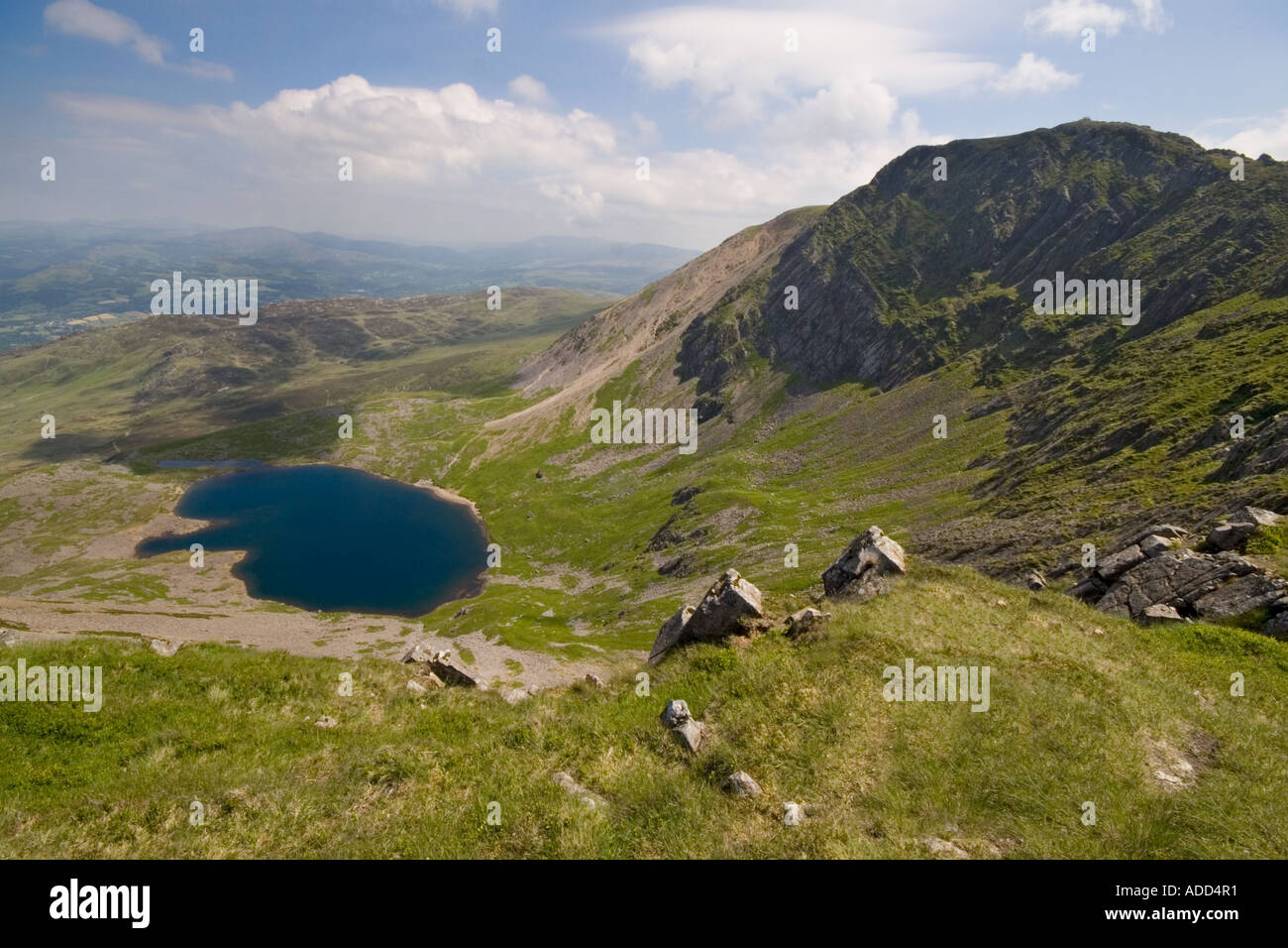Penygadair und Llyn y Gadair, Cadair Idris nahe Ortszentrum Gwynedd Wales Stockfoto