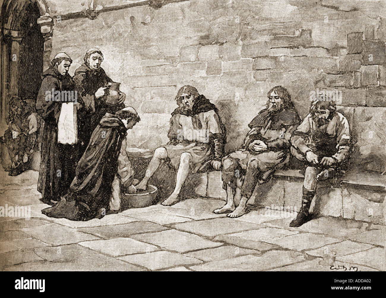 Becket Waschen der Füße der Bettler. Der heilige Thomas Becket, c 1118-1170. Englischer Märtyrer und Erzbischof von Canterbury. Stockfoto