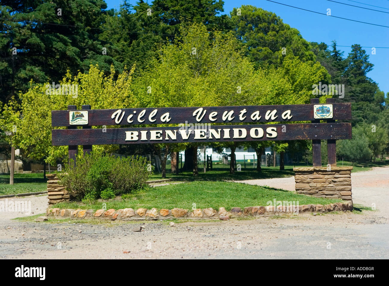 Villa Ventana Willkommensschild Stockfoto