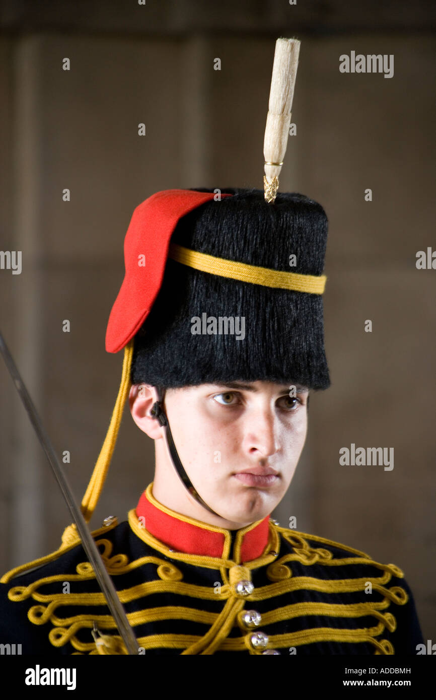 Uniformierte Wächter Horseguards Whitehall London England Stockfoto