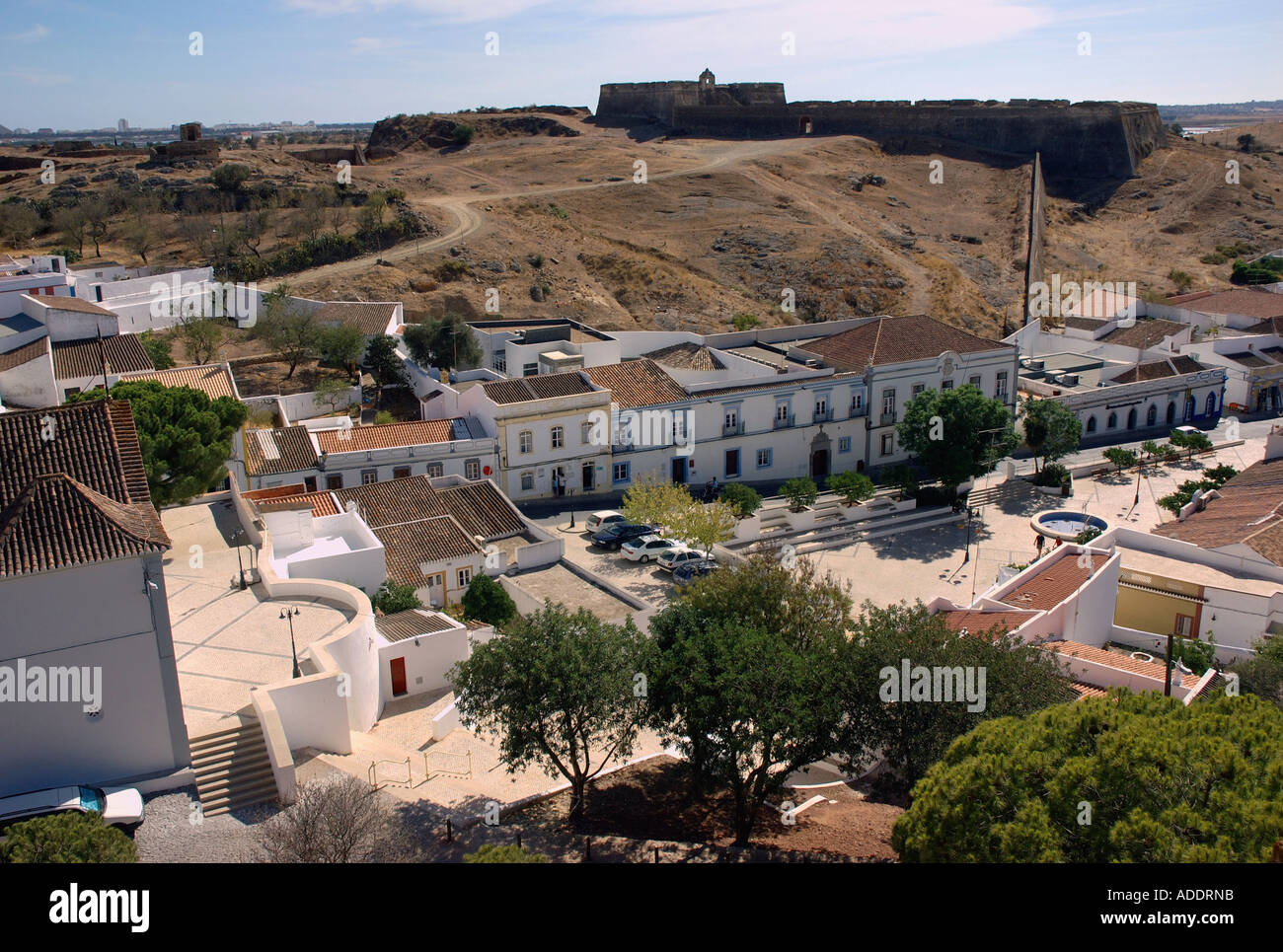 Panoramablick von Castro Marim mittelalterlichen maurischen Burg Castelo & Fort São Sebastião St. Sebastian Algarve Portugal Europa Stockfoto