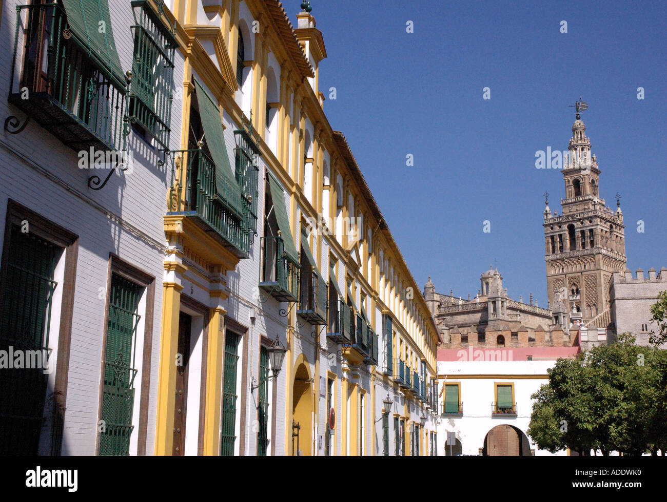 Blick auf die gotische Kathedrale von Sevilla-Sevilla Catedral & La Giralda Turm Andalusien Andalusien España Spanien Iberia Europa Stockfoto