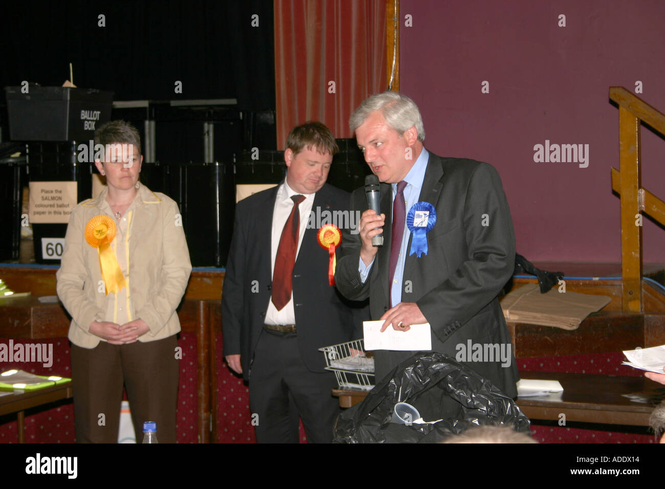 Die Erklärung des Ergebnisses im Eddisbury Wahlkreis bei der Parlamentswahl 2005 Stockfoto