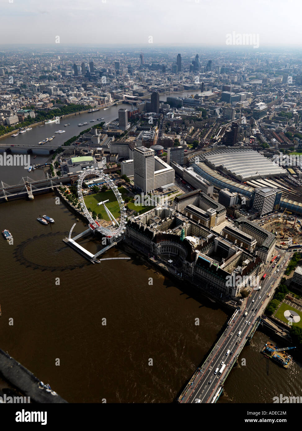 London Luftaufnahmen zeigen in Richtung der Stadt Stockfoto