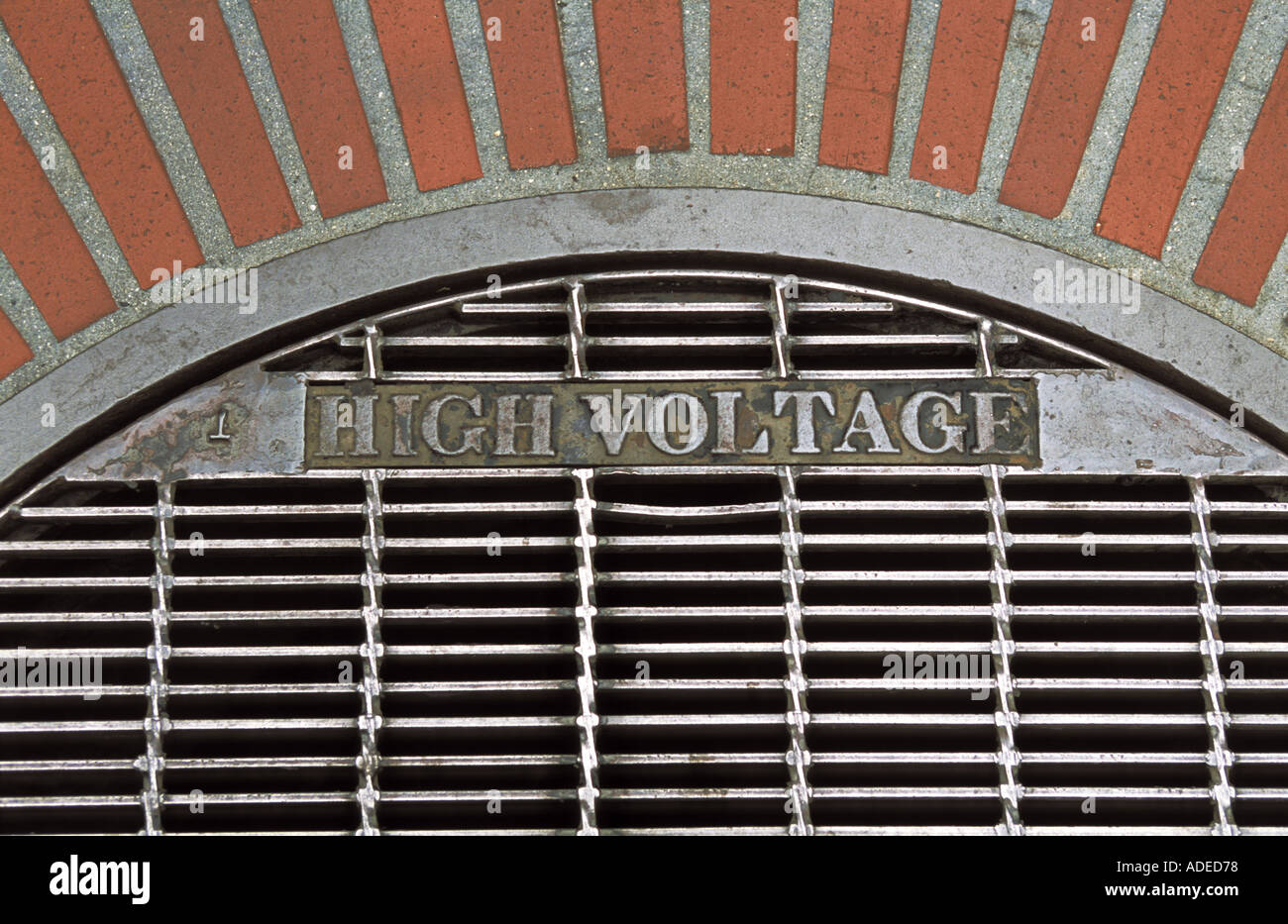 Eine Warnung vor Hochspannung in San Francisco, Kalifornien, USA Stockfoto