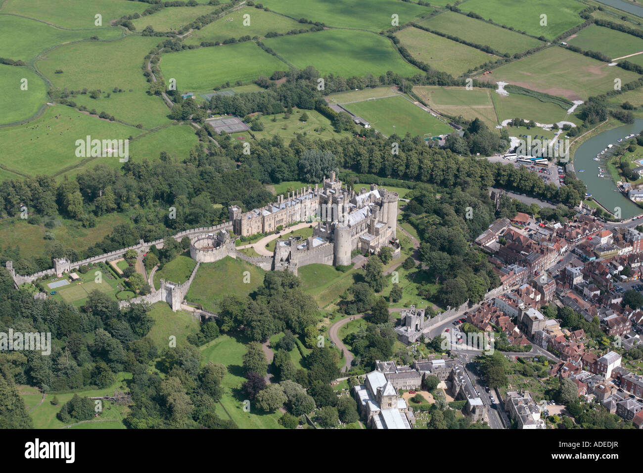 Luftaufnahme von Arundel Castle, Arundel, West Sussex, UK Stockfoto