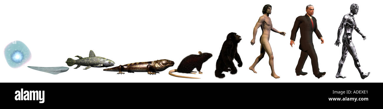 über Darwin Evolution des Menschen von einem einzigen einzellige Organismus durch einen Roboter ...