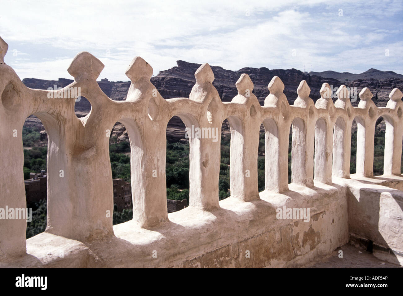 Stein-Dach des Dar Al-Hajar Palast Wadi Dahr Jemen Stockfoto