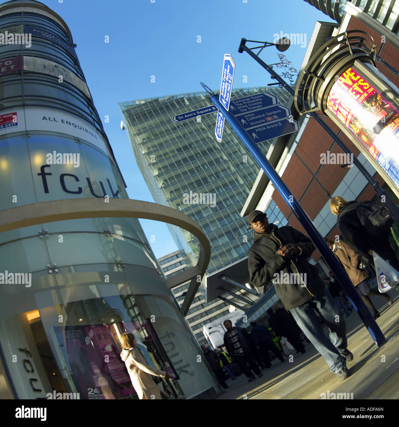 Market Street Manchester England in der Nacht Stockfoto