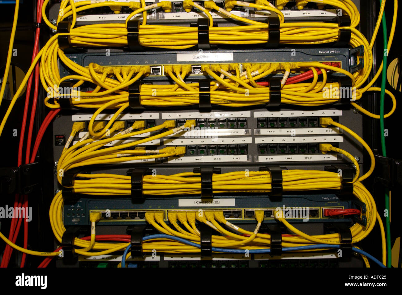 Kabel im Netzwerk Server Schrank UK Stockfotografie - Alamy