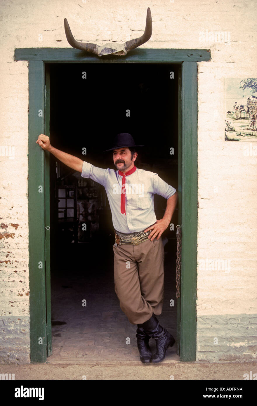 Argentinischen Volkes, erwachsener Mann, Männlich, Gaucho, Estancia San Antonio de Areco, Provinz Buenos Aires, Argentinien Stockfoto