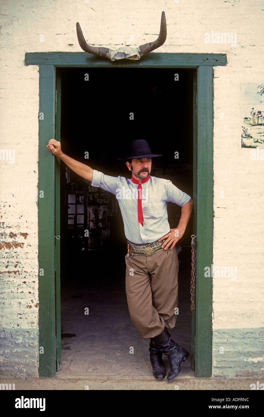 Argentinischen Volkes, erwachsener Mann, Männlich, Gaucho, Estancia San Antonio de Areco, Provinz Buenos Aires, Argentinien Stockfoto