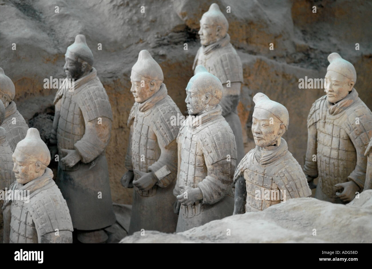 Stein der Krieger der Terrakotta-Armee in Xian, China Stockfoto