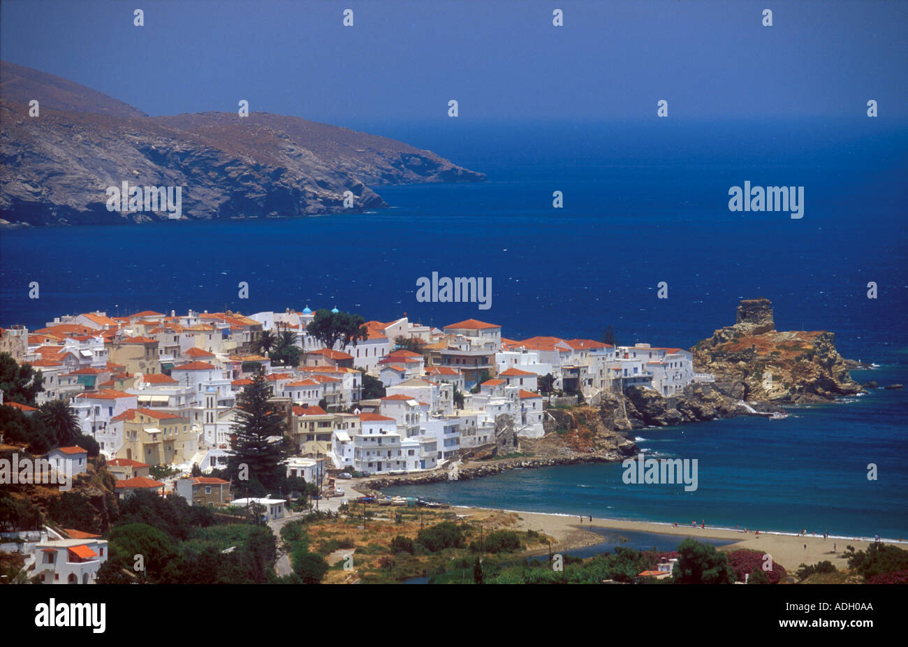 Griechenlands Norden Kykladen Andros Blick auf Andros-Stadt Stockfoto